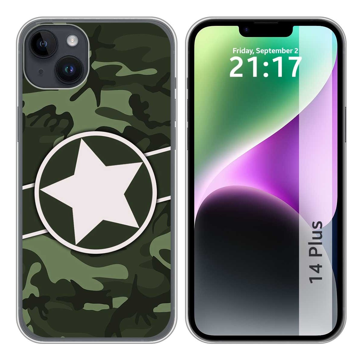 Funda Silicona compatible con iPhone 14 Plus (6.7) diseño Camuflaje 01 Dibujos