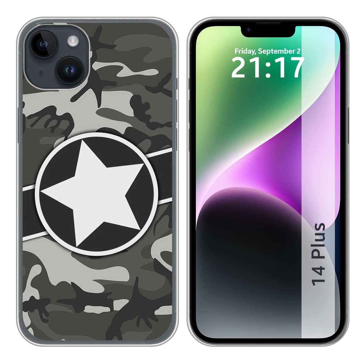 Funda Silicona compatible con iPhone 14 Plus (6.7) diseño Camuflaje 02 Dibujos