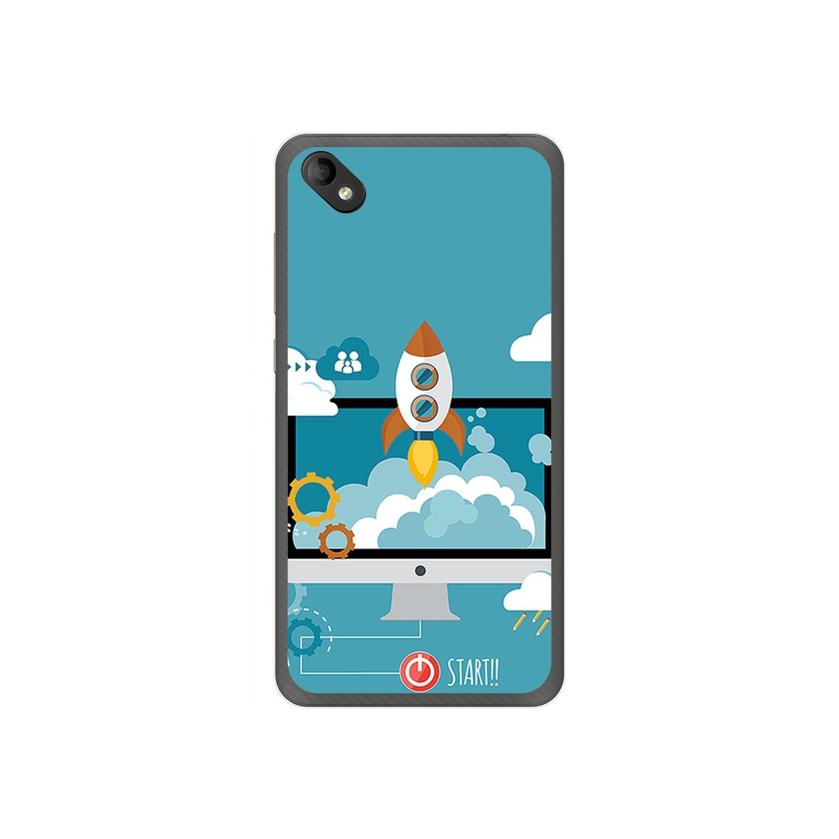 Funda Gel Tpu para Wiko Sunny 2 Plus Diseño Cohete Dibujos