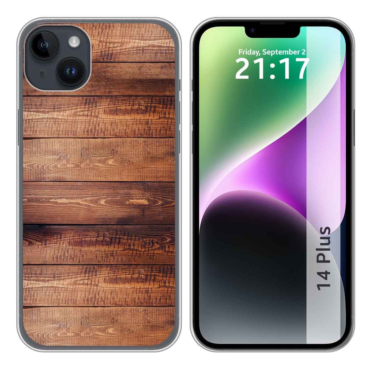 Funda Silicona compatible con iPhone 14 Plus (6.7) diseño Madera 02 Dibujos