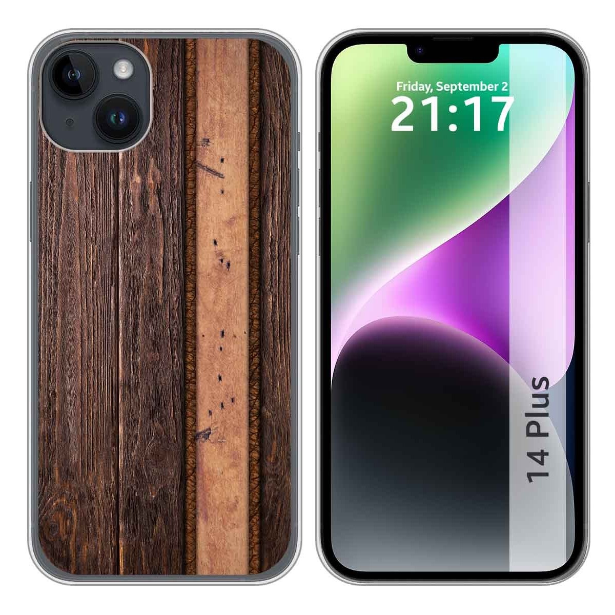 Funda Silicona compatible con iPhone 14 Plus (6.7) diseño Madera 05 Dibujos