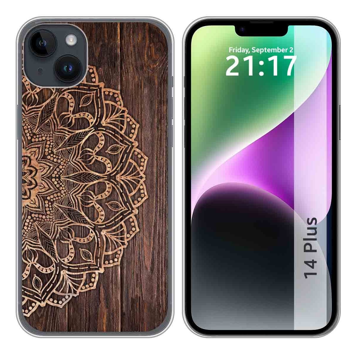 Funda Silicona compatible con iPhone 14 Plus (6.7) diseño Madera 06 Dibujos
