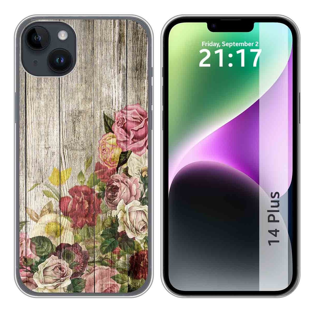 Funda Silicona compatible con iPhone 14 Plus (6.7) diseño Madera 08 Dibujos