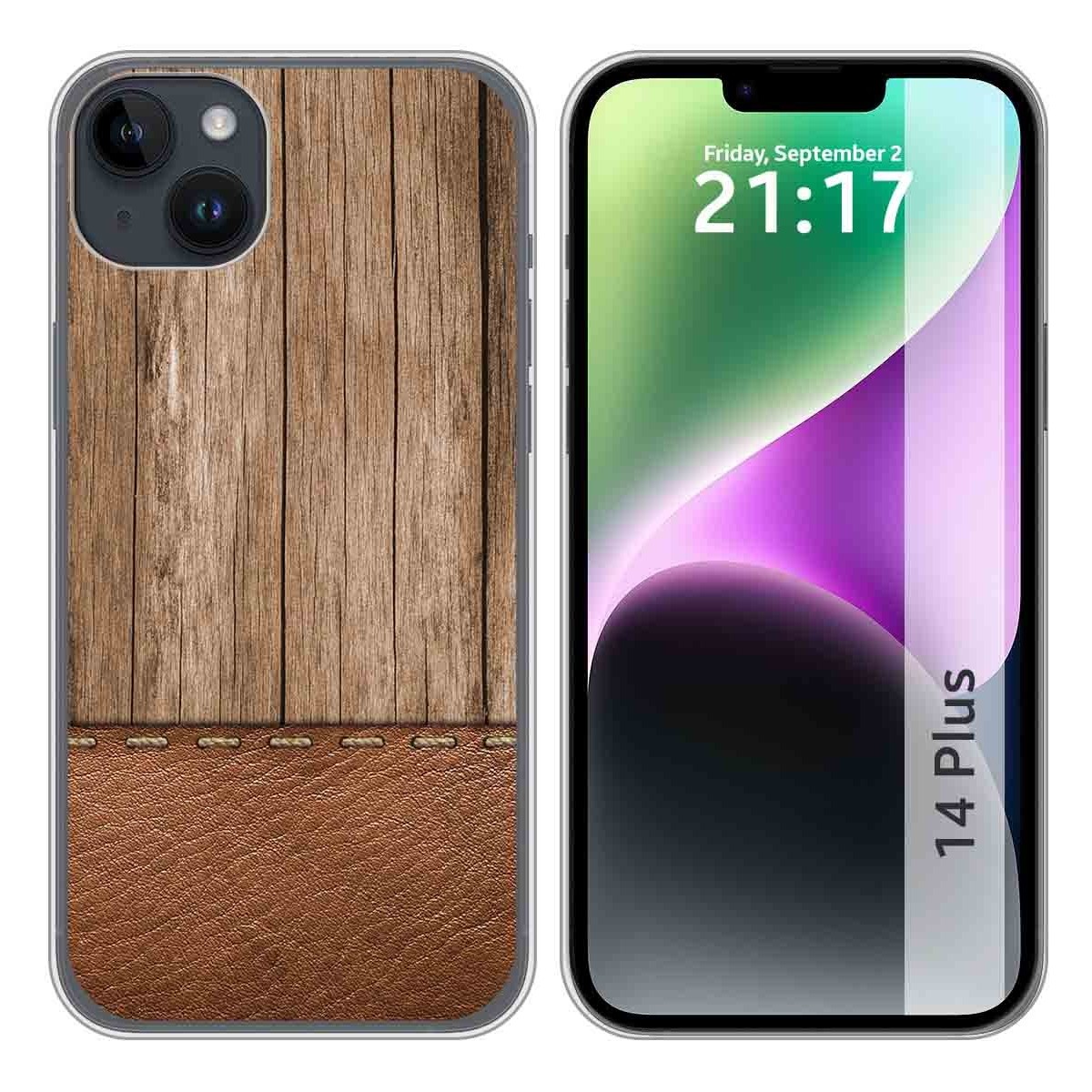 Funda Silicona compatible con iPhone 14 Plus (6.7) diseño Madera 09 Dibujos