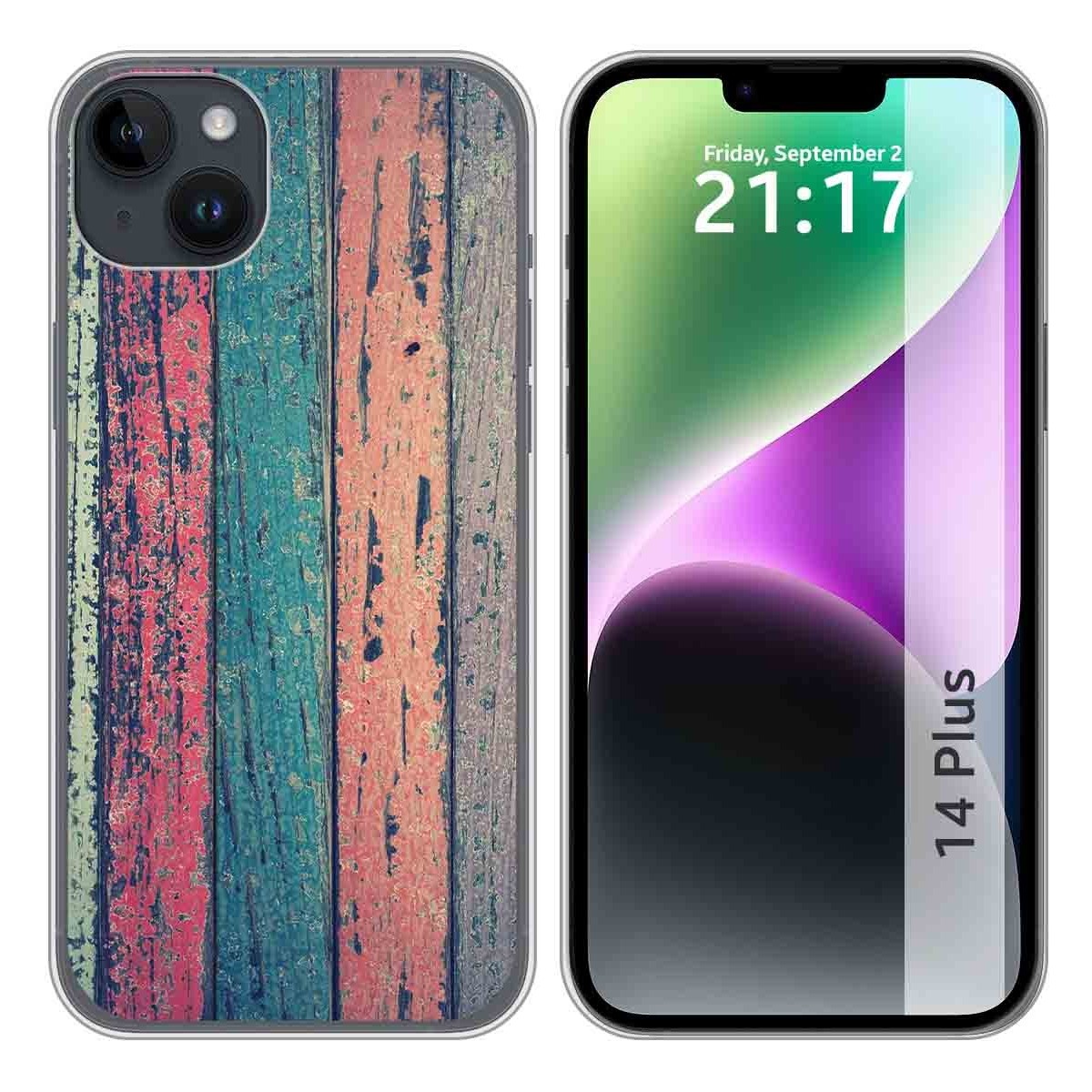 Funda Silicona compatible con iPhone 14 Plus (6.7) diseño Madera 10 Dibujos