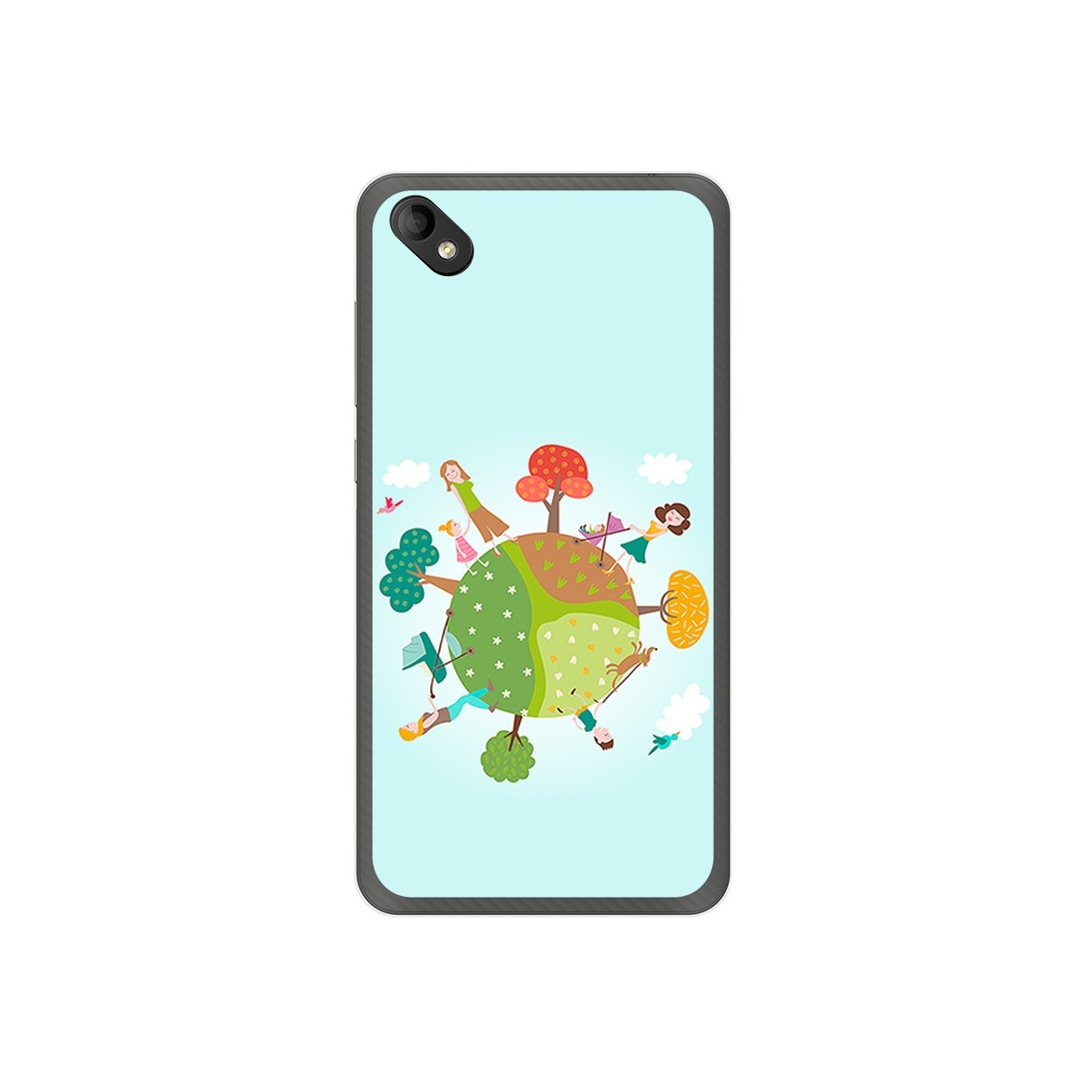 Funda Gel Tpu para Wiko Sunny 2 Plus Diseño Familia Dibujos