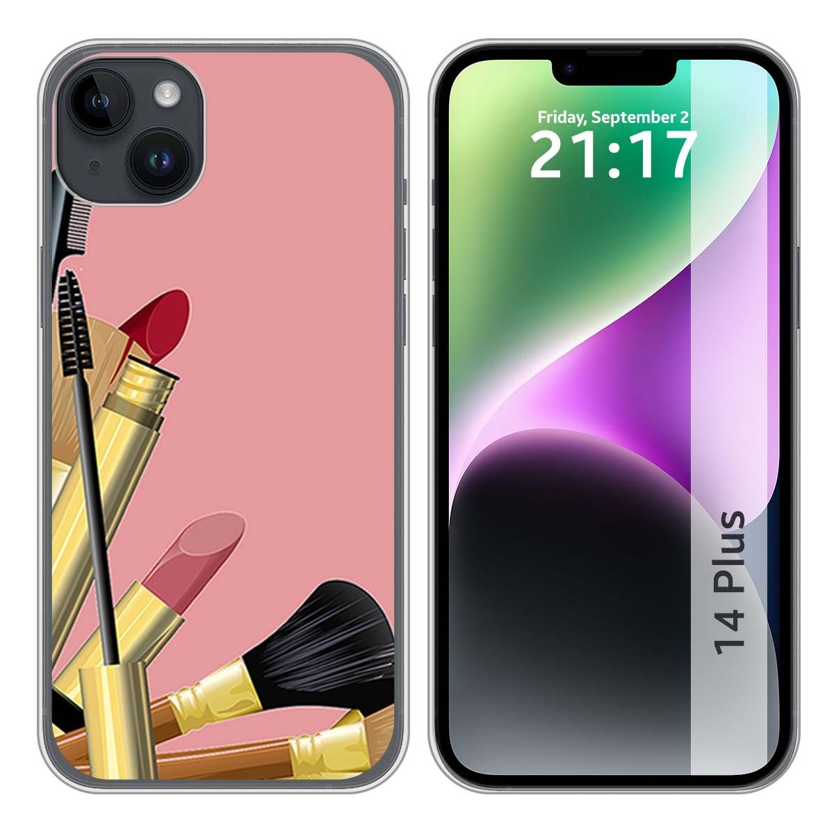 Funda Silicona compatible con iPhone 14 Plus (6.7) diseño Brochas Dibujos