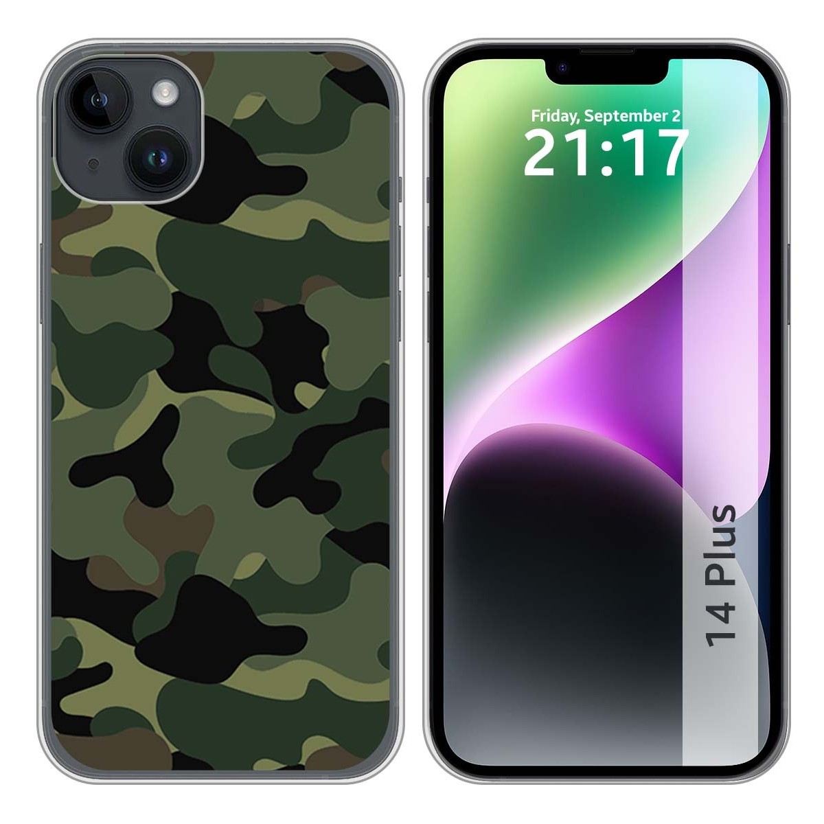 Funda Silicona compatible con iPhone 14 Plus (6.7) diseño Camuflaje Dibujos