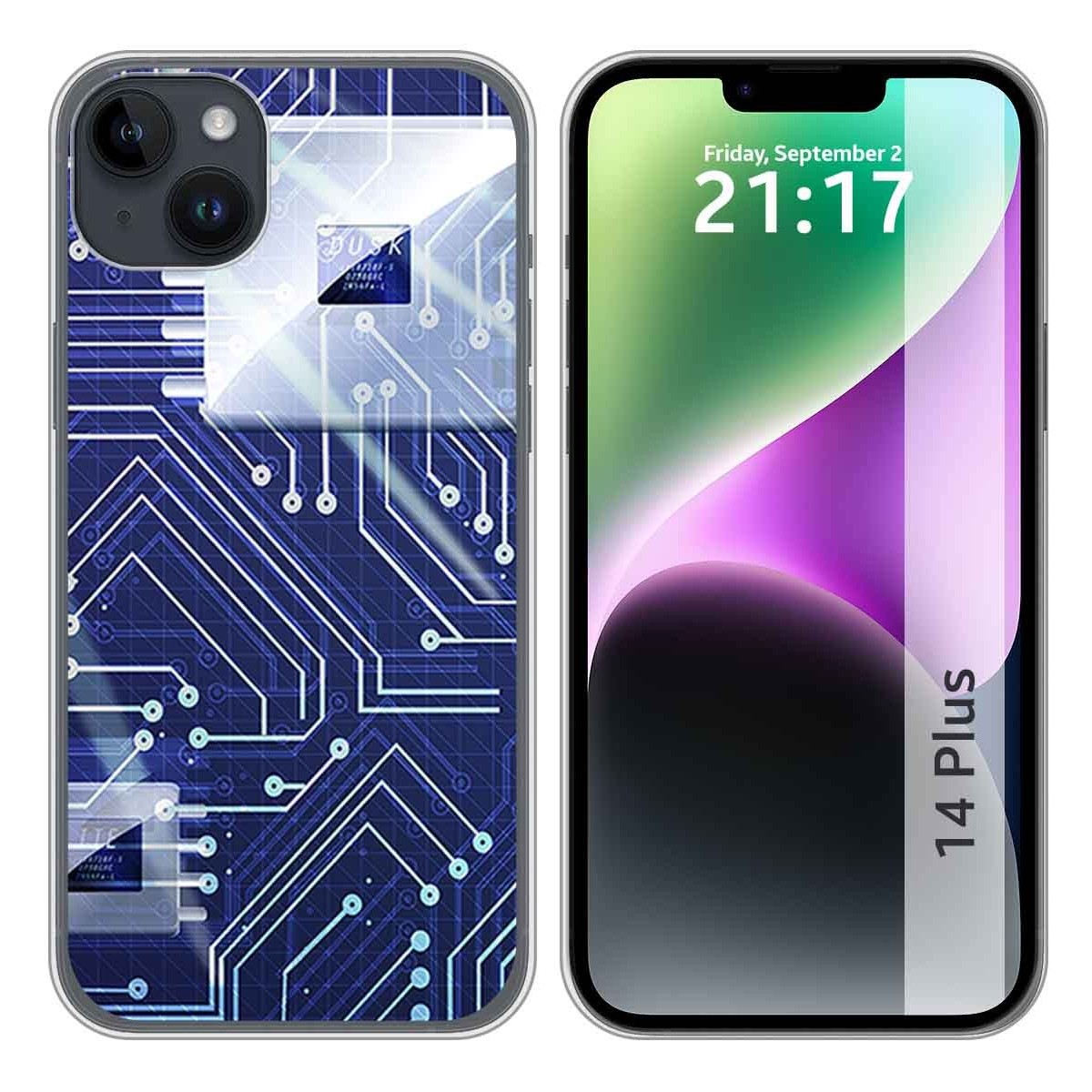 Funda Silicona compatible con iPhone 14 Plus (6.7) diseño Circuito Dibujos