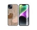 Funda Silicona compatible con iPhone 14 Plus (6.7) diseño Corazones Madera Dibujos