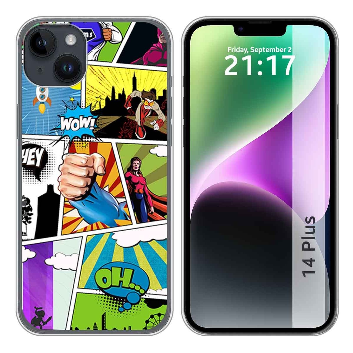 Funda Silicona compatible con iPhone 14 Plus (6.7) diseño Comic Dibujos