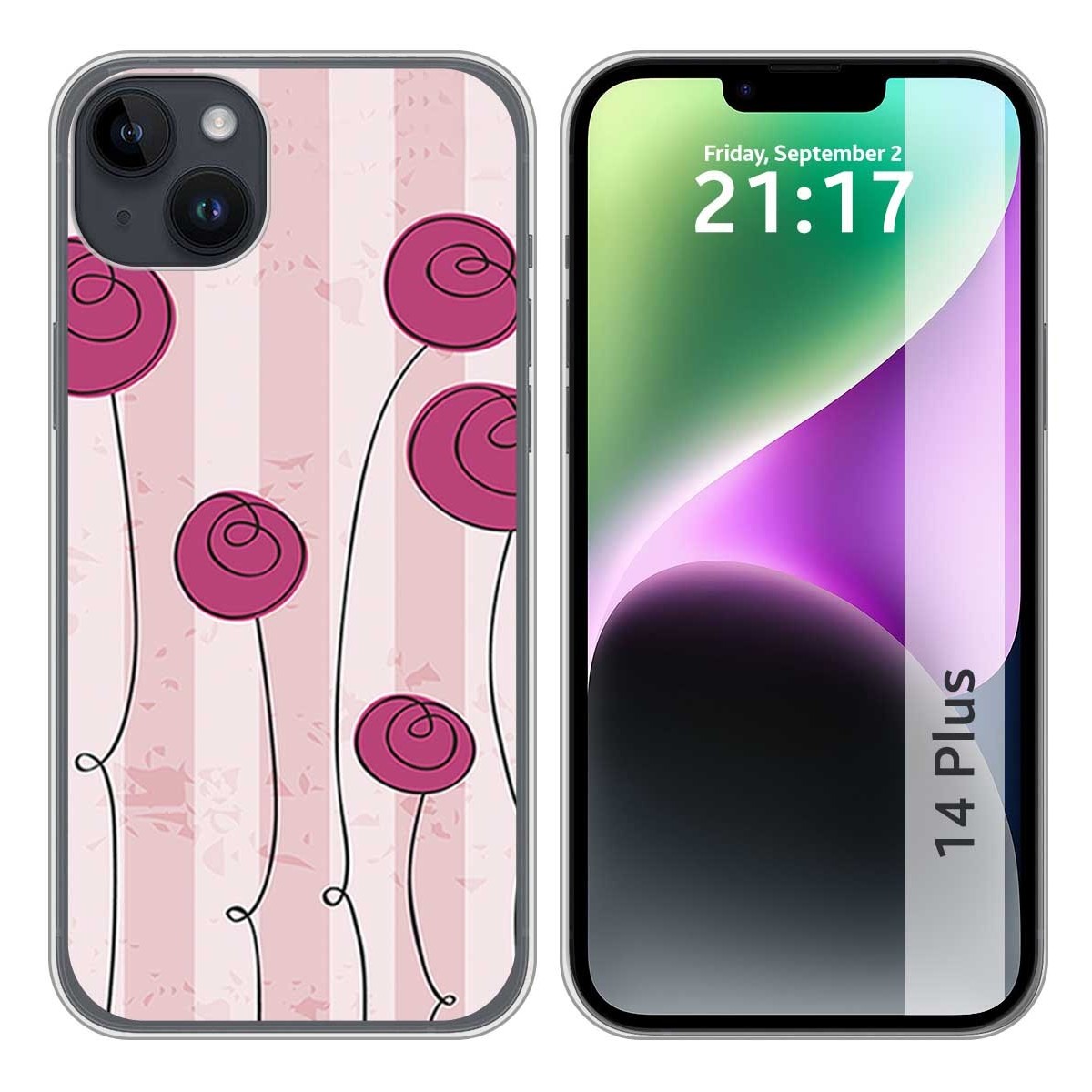 Funda Silicona compatible con iPhone 14 Plus (6.7) diseño Flores Vintage Dibujos