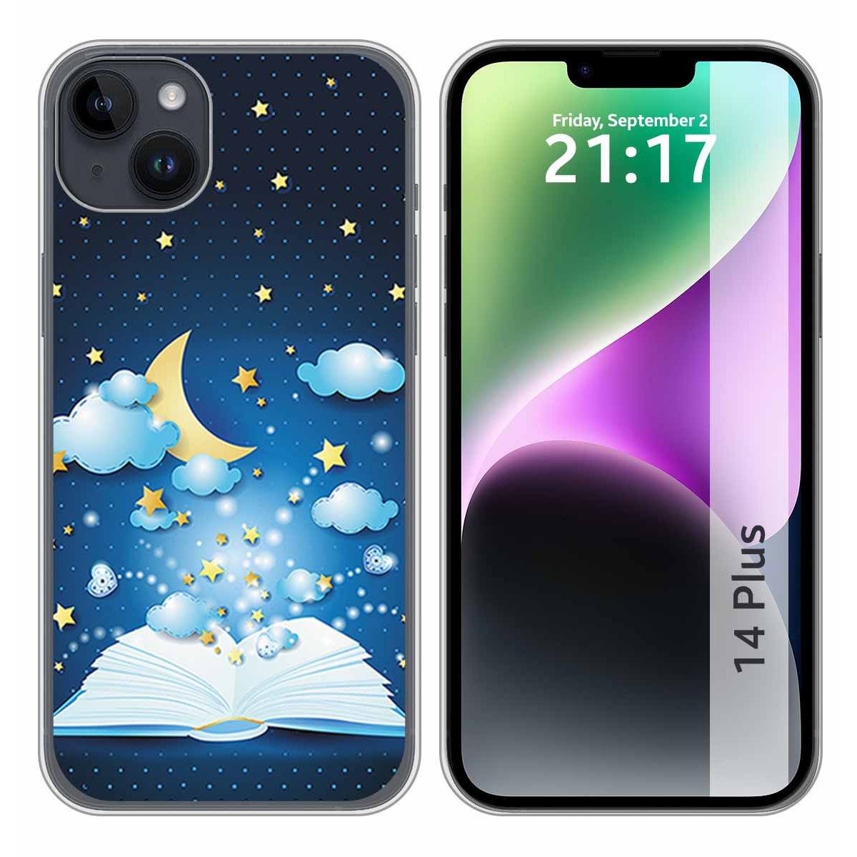 Funda Silicona compatible con iPhone 14 Plus (6.7) diseño Libro Cuentos Dibujos