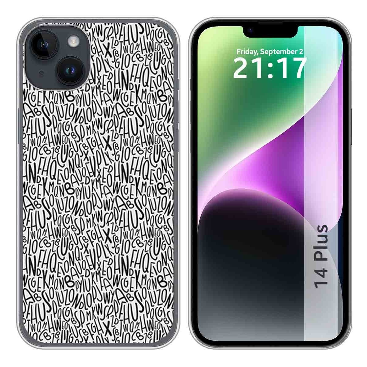 Funda Silicona compatible con iPhone 14 Plus (6.7) diseño Letras Dibujos
