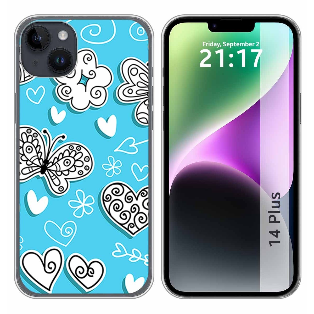 Funda Silicona compatible con iPhone 14 Plus (6.7) diseño Mariposas Dibujos