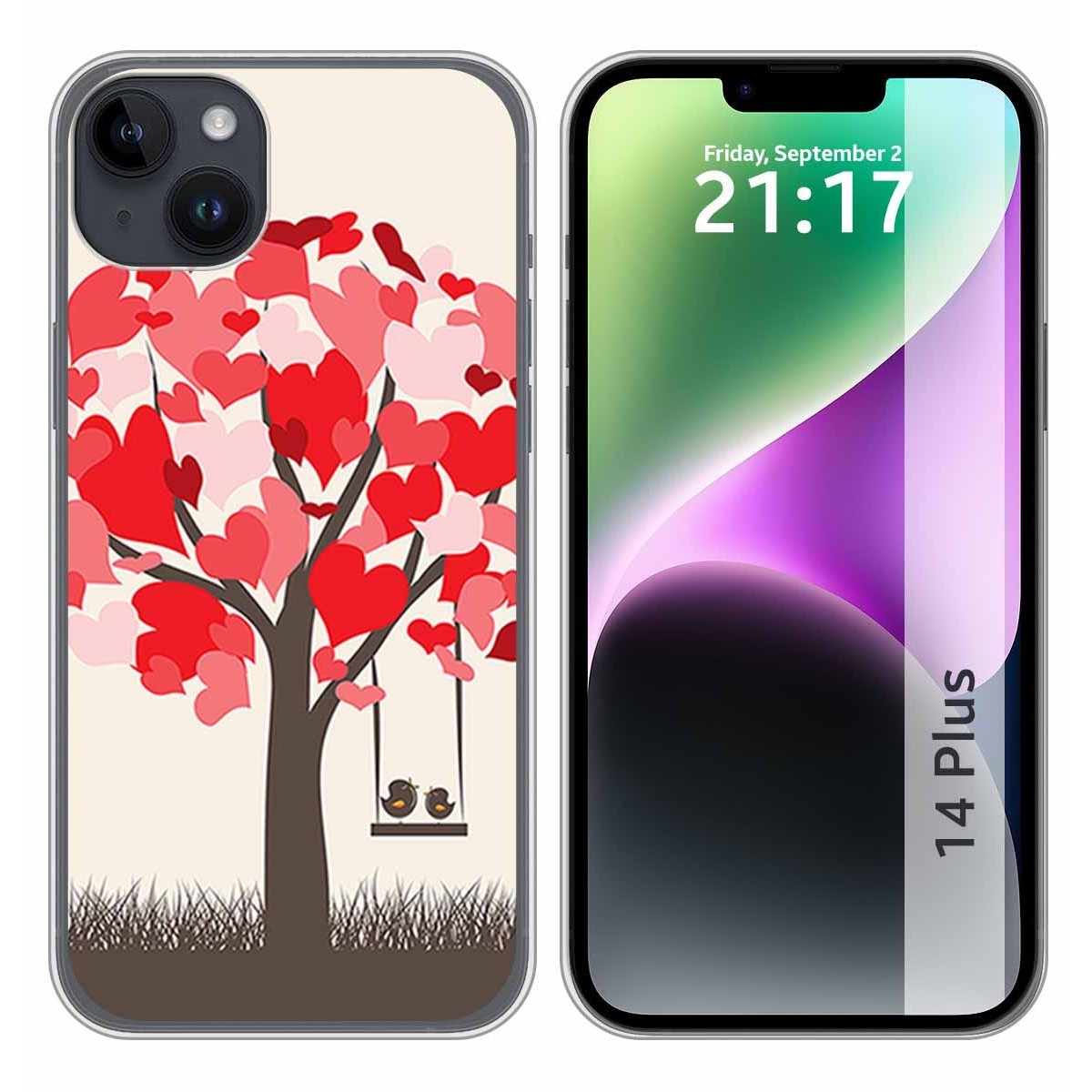 Funda Silicona compatible con iPhone 14 Plus (6.7) diseño Pajaritos Dibujos