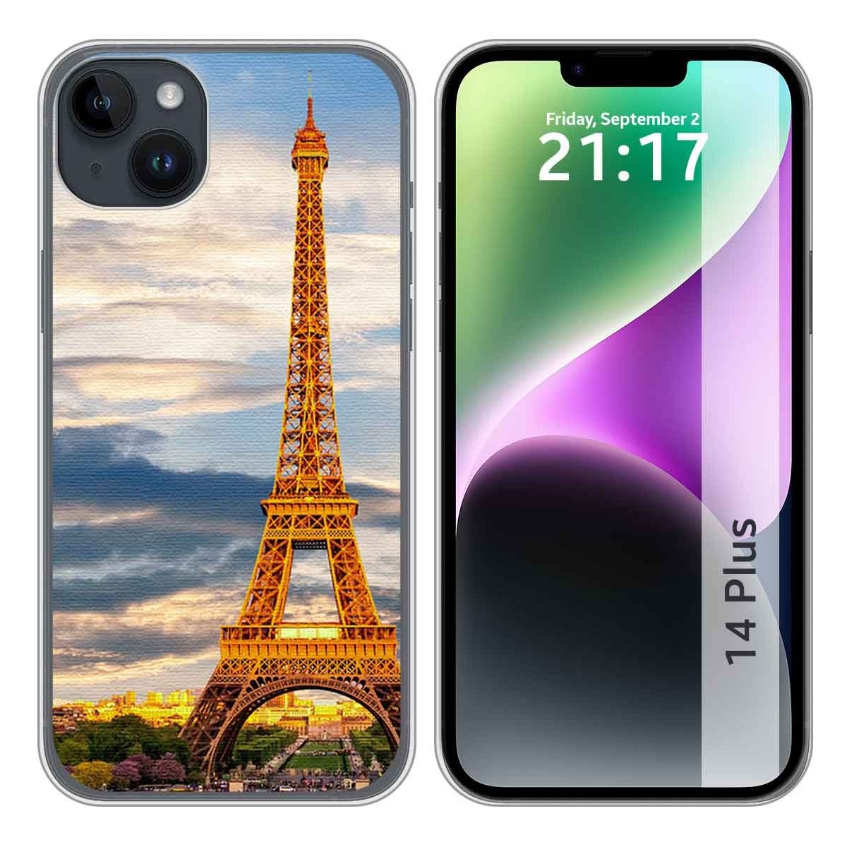 Funda Silicona compatible con iPhone 14 Plus (6.7) diseño Paris Dibujos