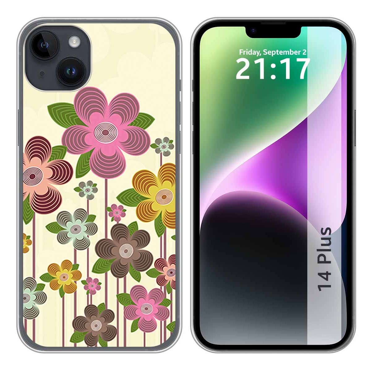 Funda Silicona compatible con iPhone 14 Plus (6.7) diseño Primavera En Flor Dibujos