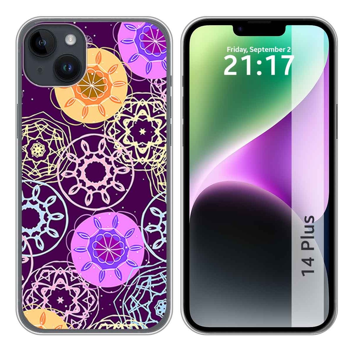 Funda Silicona compatible con iPhone 14 Plus (6.7) diseño Radial Dibujos