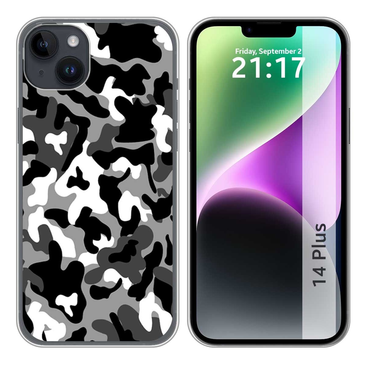 Funda Silicona compatible con iPhone 14 Plus (6.7) diseño Snow Camuflaje Dibujos