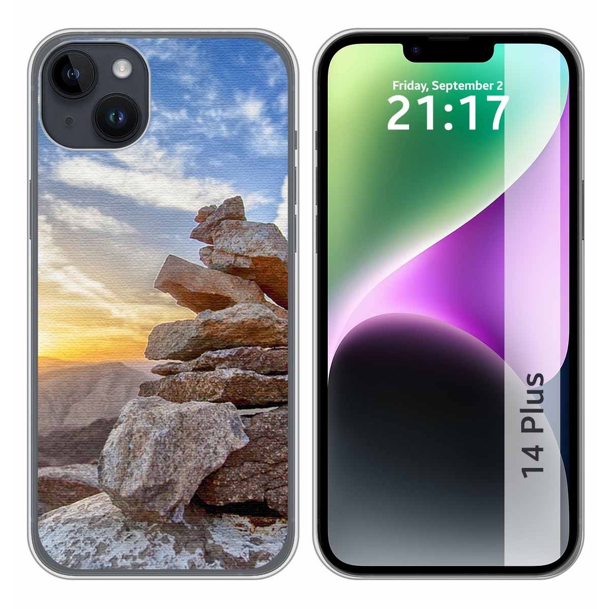 Funda Silicona compatible con iPhone 14 Plus (6.7) diseño Sunset Dibujos