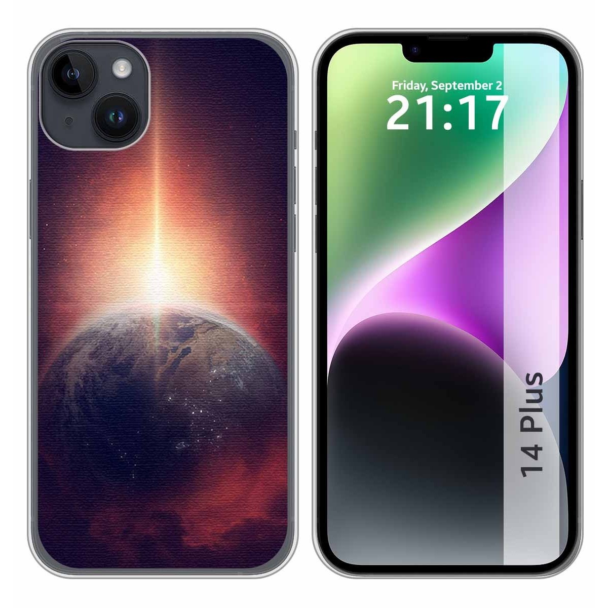 Funda Silicona compatible con iPhone 14 Plus (6.7) diseño Tierra Dibujos