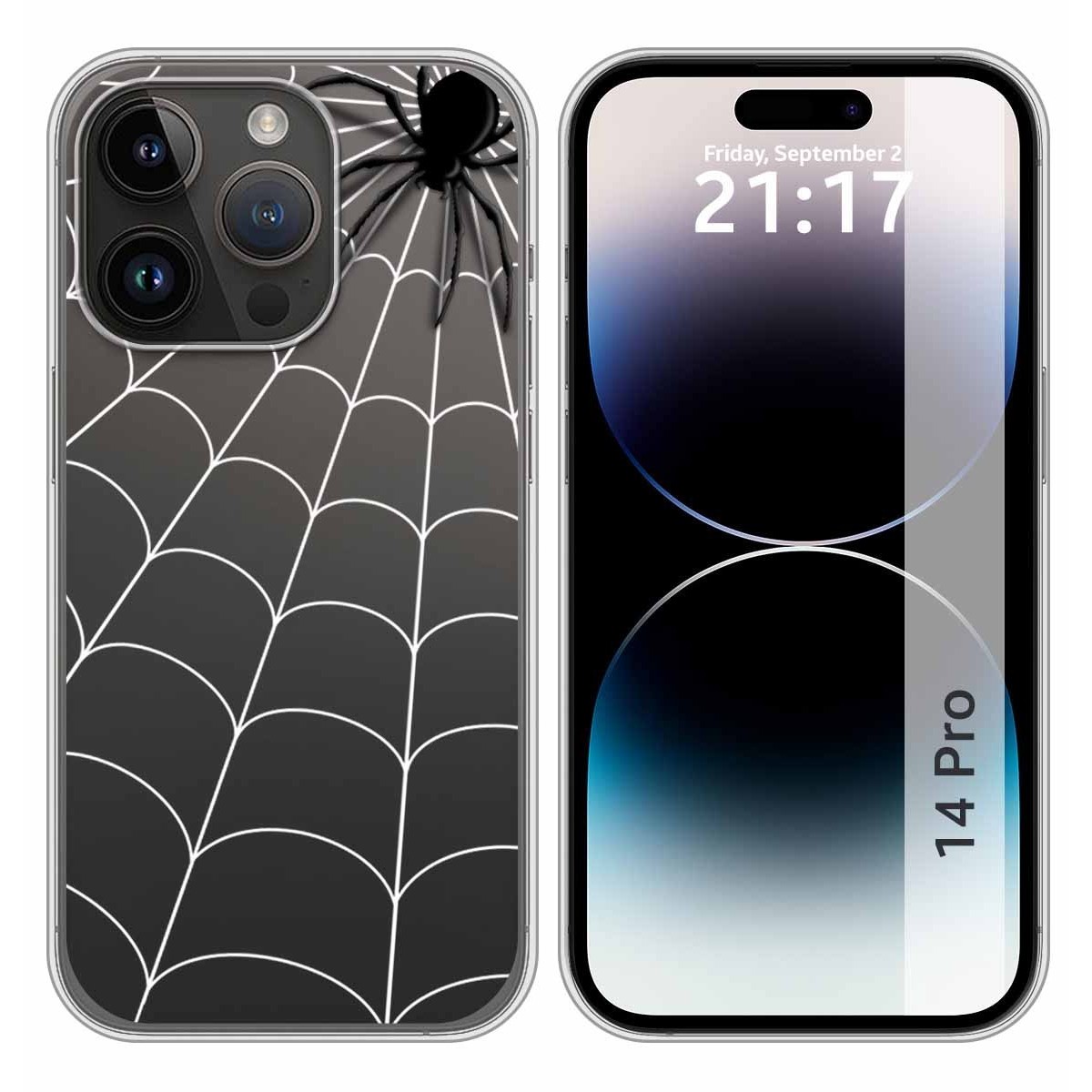 Funda Silicona Transparente compatible con iPhone 14 Pro (6.1) diseño Araña Dibujos