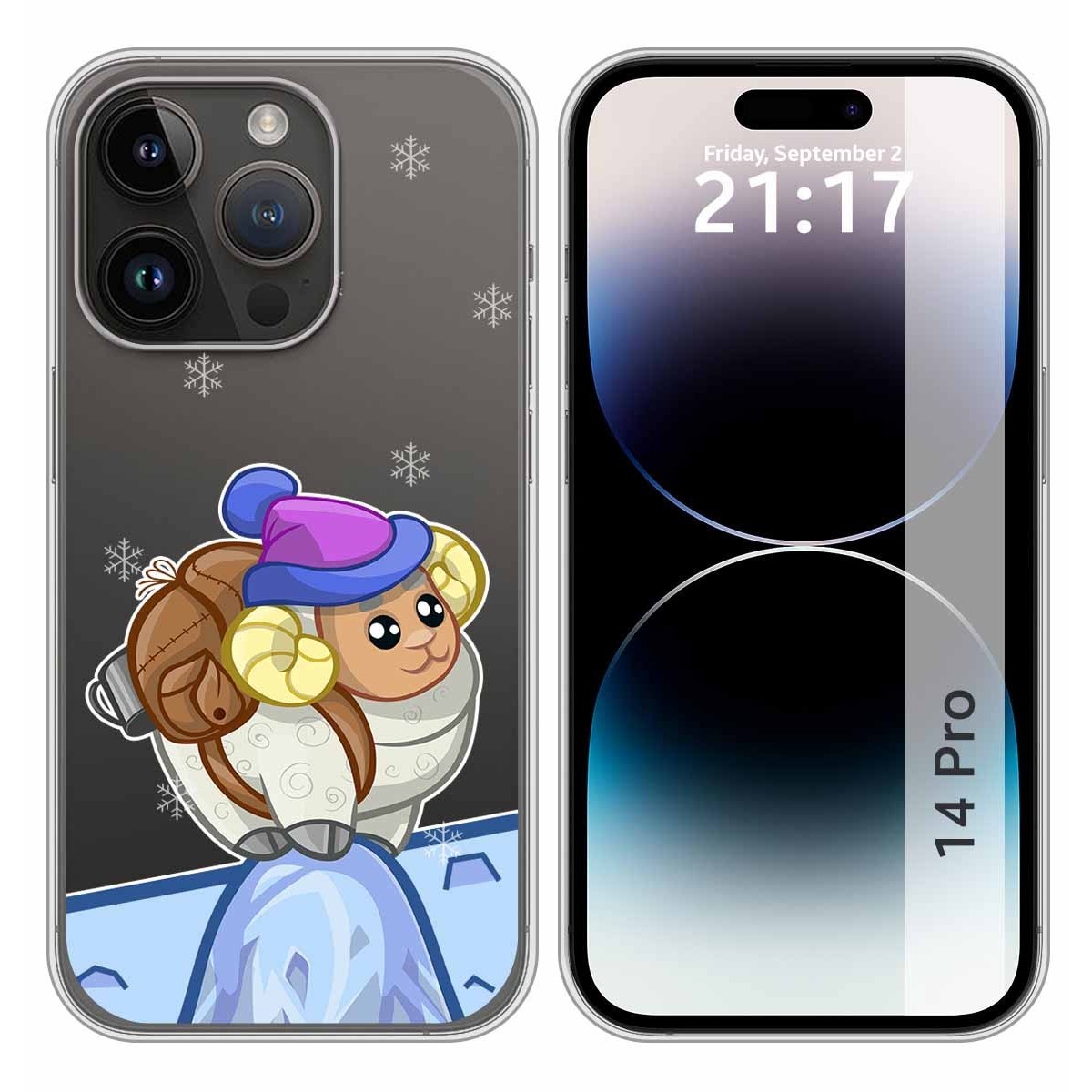Funda Silicona Transparente compatible con iPhone 14 Pro (6.1) diseño Cabra Dibujos