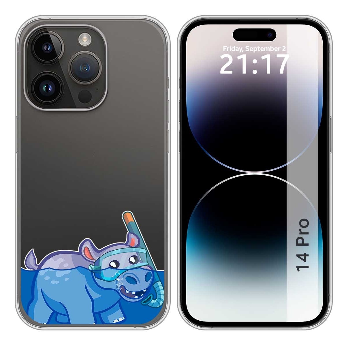 Funda Silicona Transparente compatible con iPhone 14 Pro (6.1) diseño Hipo Dibujos