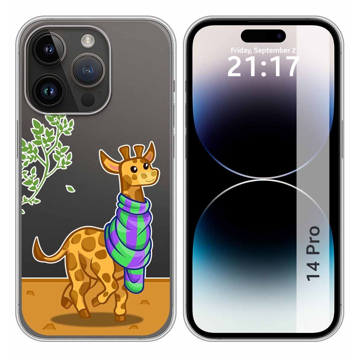 Funda Silicona Transparente compatible con iPhone 14 Pro (6.1) diseño Jirafa Dibujos