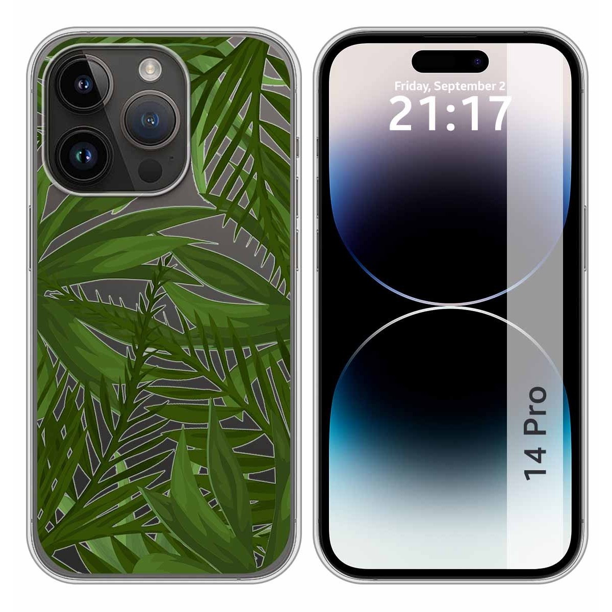 Funda Silicona Transparente compatible con iPhone 14 Pro (6.1) diseño Jungla Dibujos