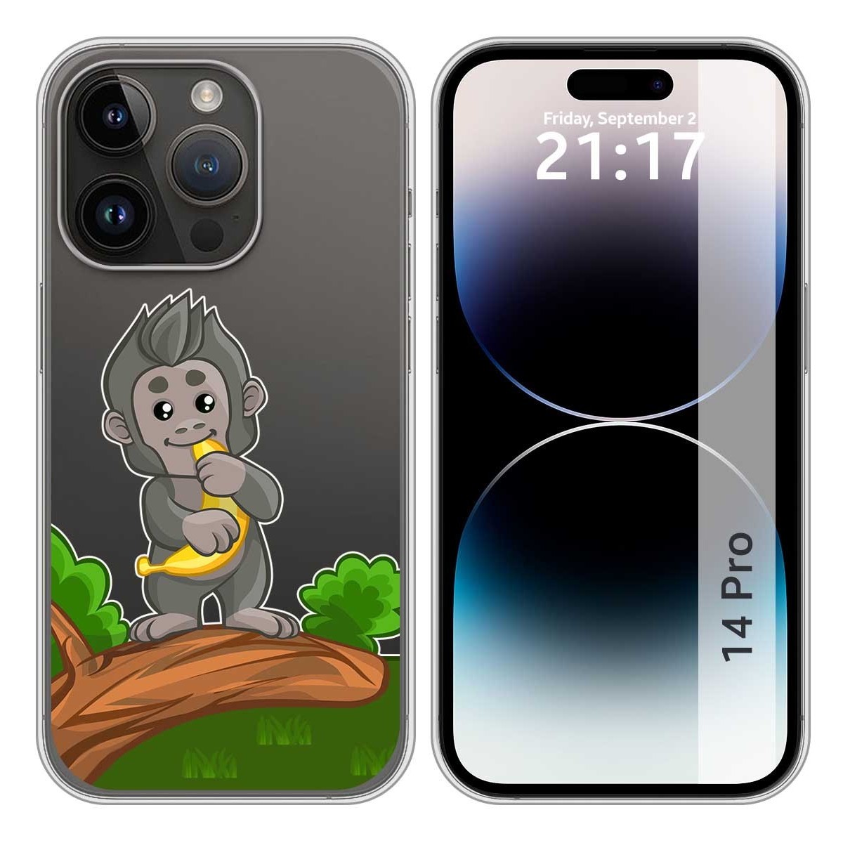 Funda Silicona Transparente compatible con iPhone 14 Pro (6.1) diseño Mono Dibujos