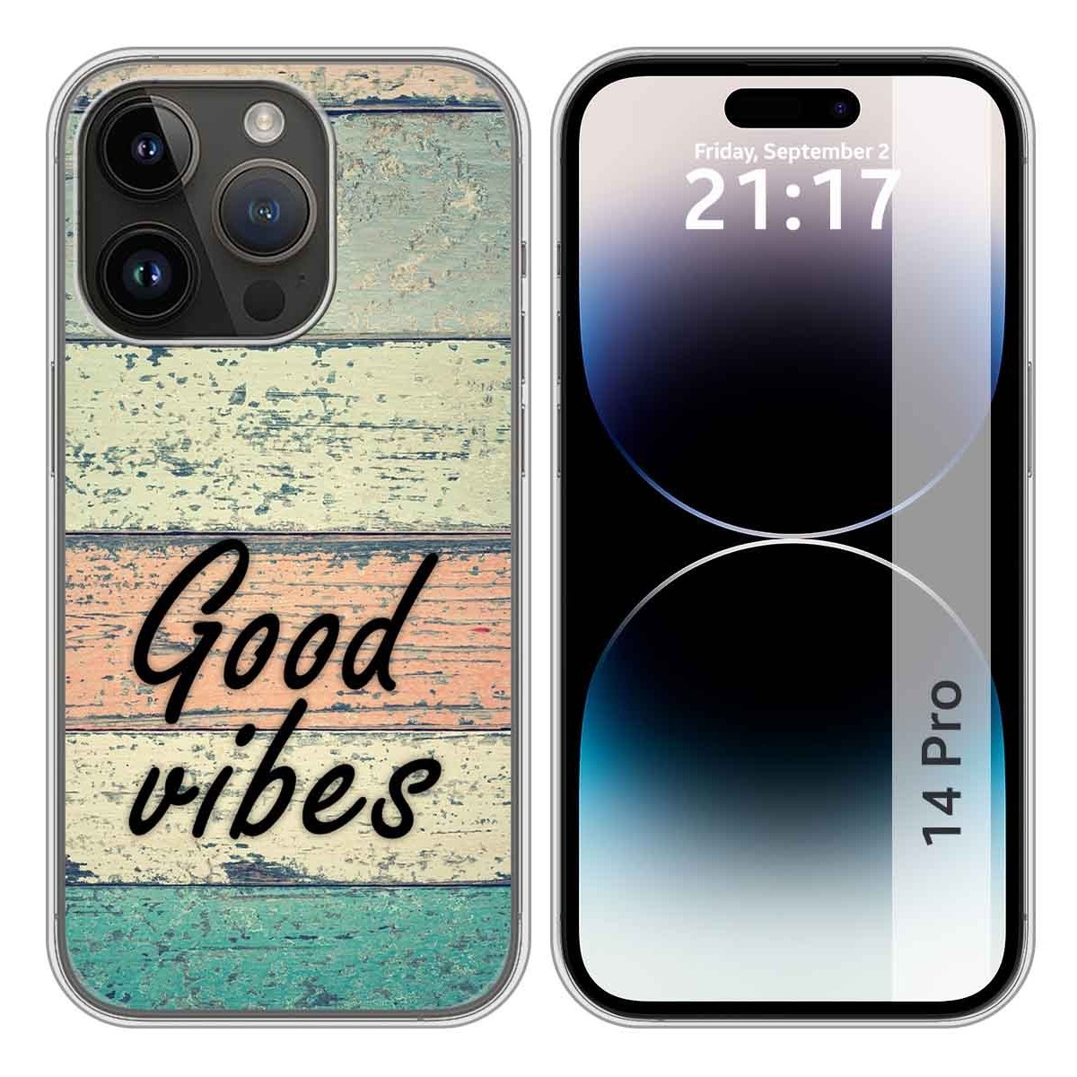 Funda Silicona compatible con iPhone 14 Pro (6.1) diseño Madera 01 Dibujos