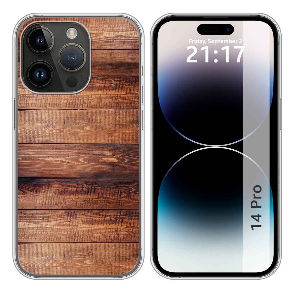 Funda Silicona compatible con iPhone 14 Pro (6.1) diseño Madera 02 Dibujos