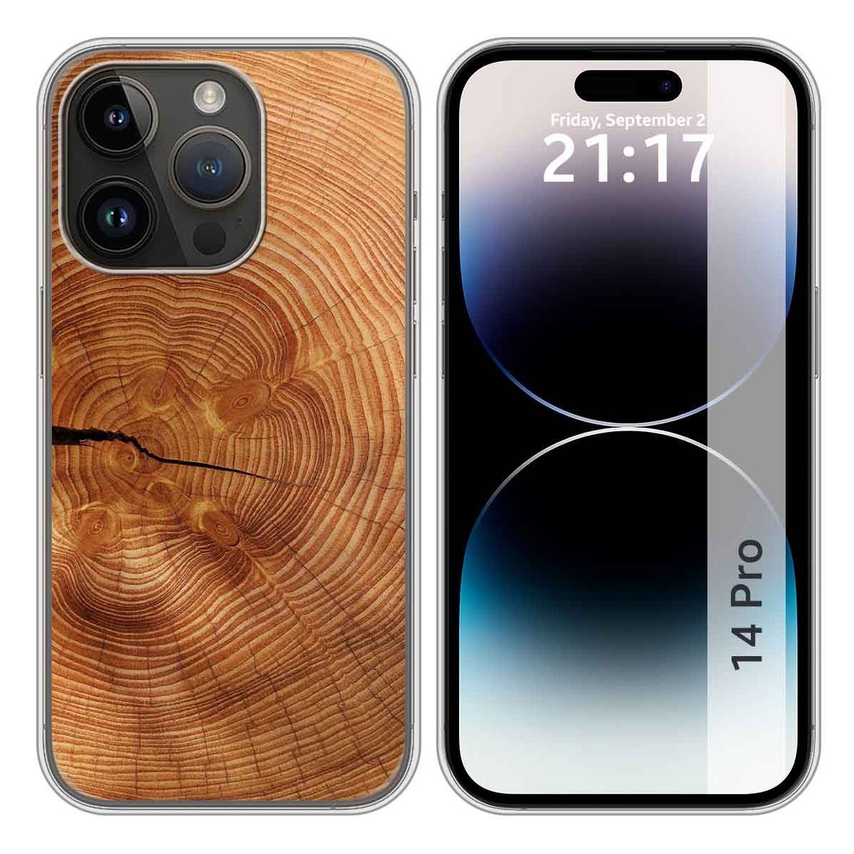 Funda Silicona compatible con iPhone 14 Pro (6.1) diseño Madera 04 Dibujos