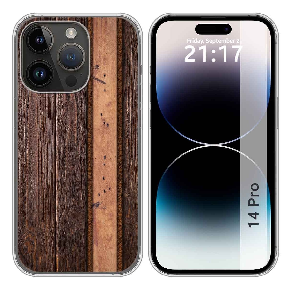 Funda Silicona compatible con iPhone 14 Pro (6.1) diseño Madera 05 Dibujos