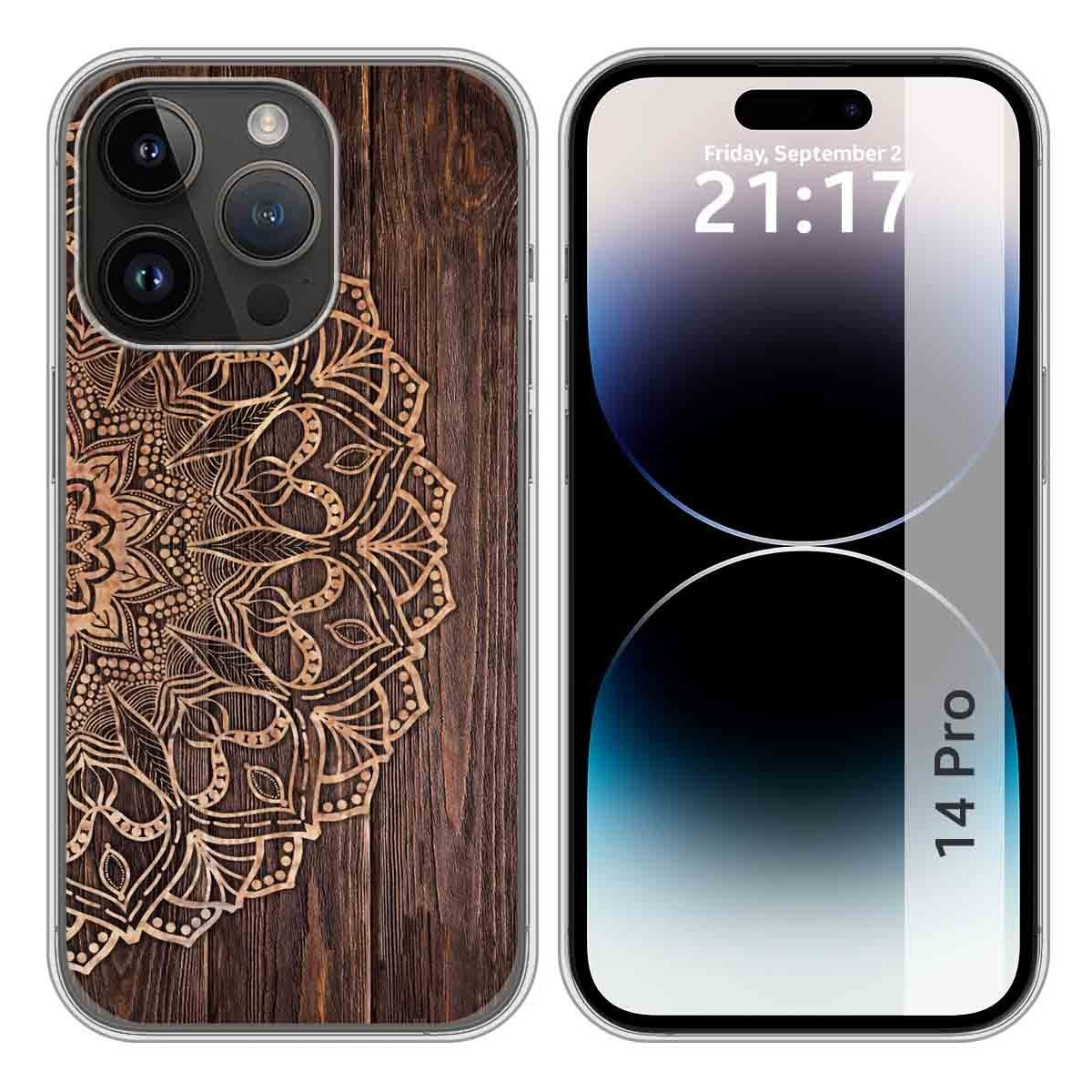 Funda Silicona compatible con iPhone 14 Pro (6.1) diseño Madera 06 Dibujos