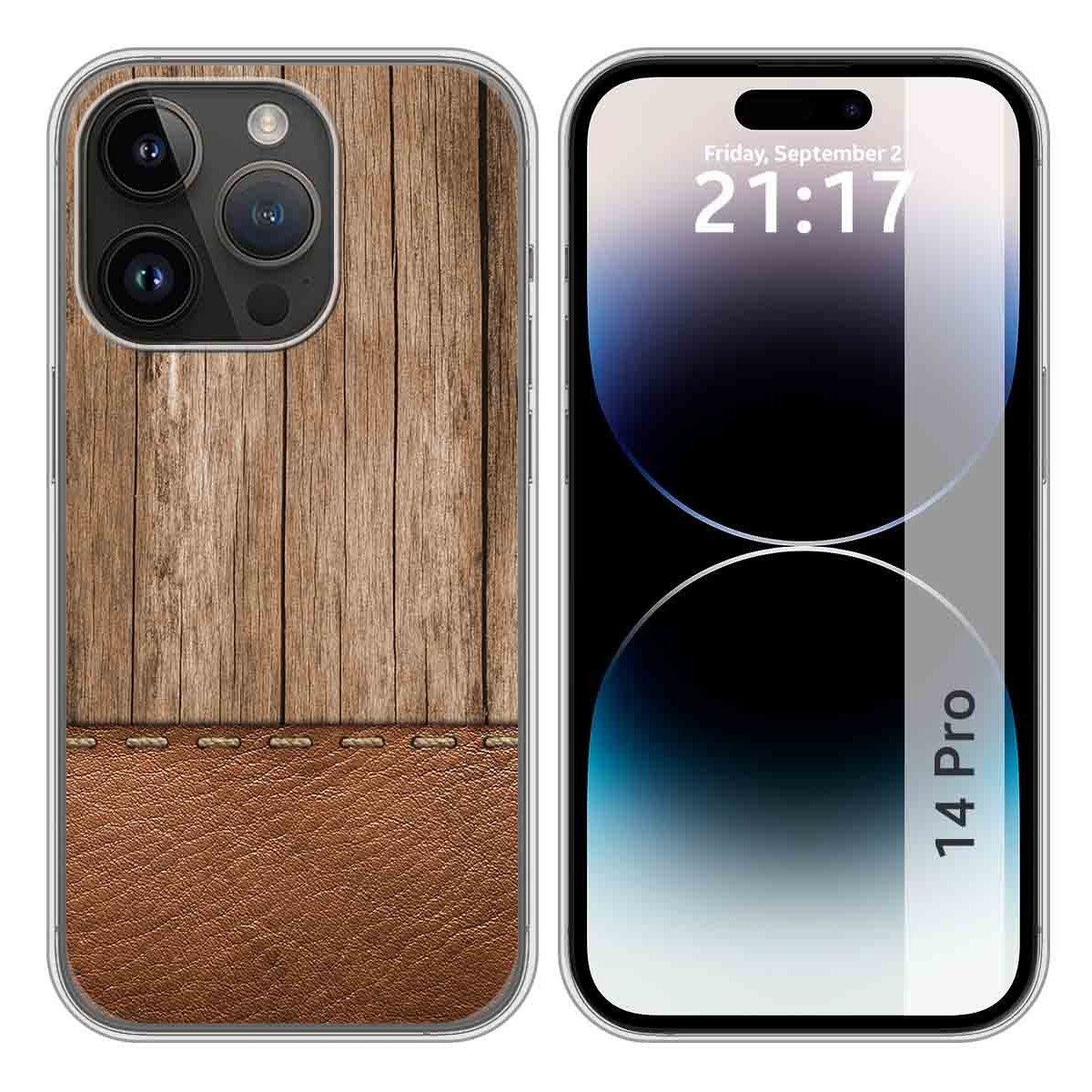 Funda Silicona compatible con iPhone 14 Pro (6.1) diseño Madera 09 Dibujos