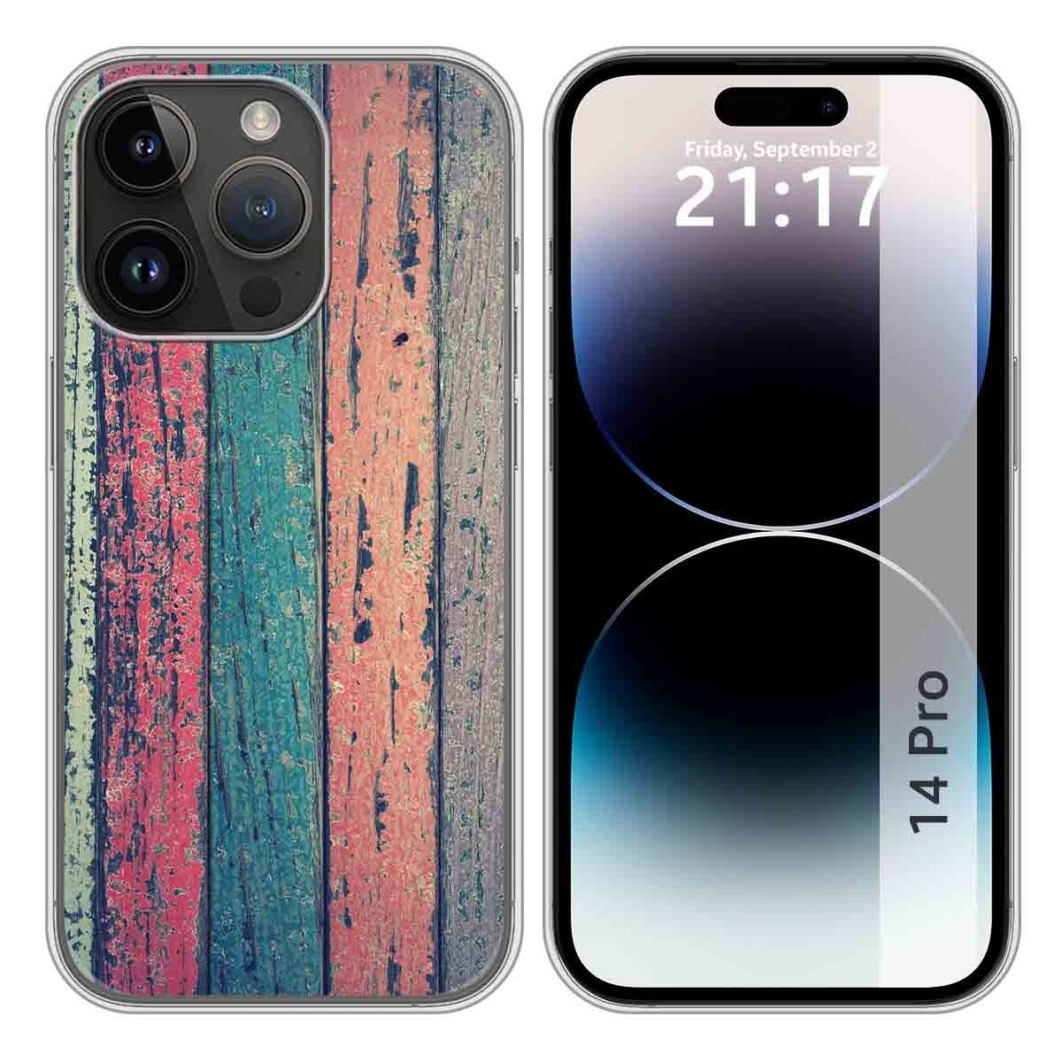 Funda Silicona compatible con iPhone 14 Pro (6.1) diseño Madera 10 Dibujos