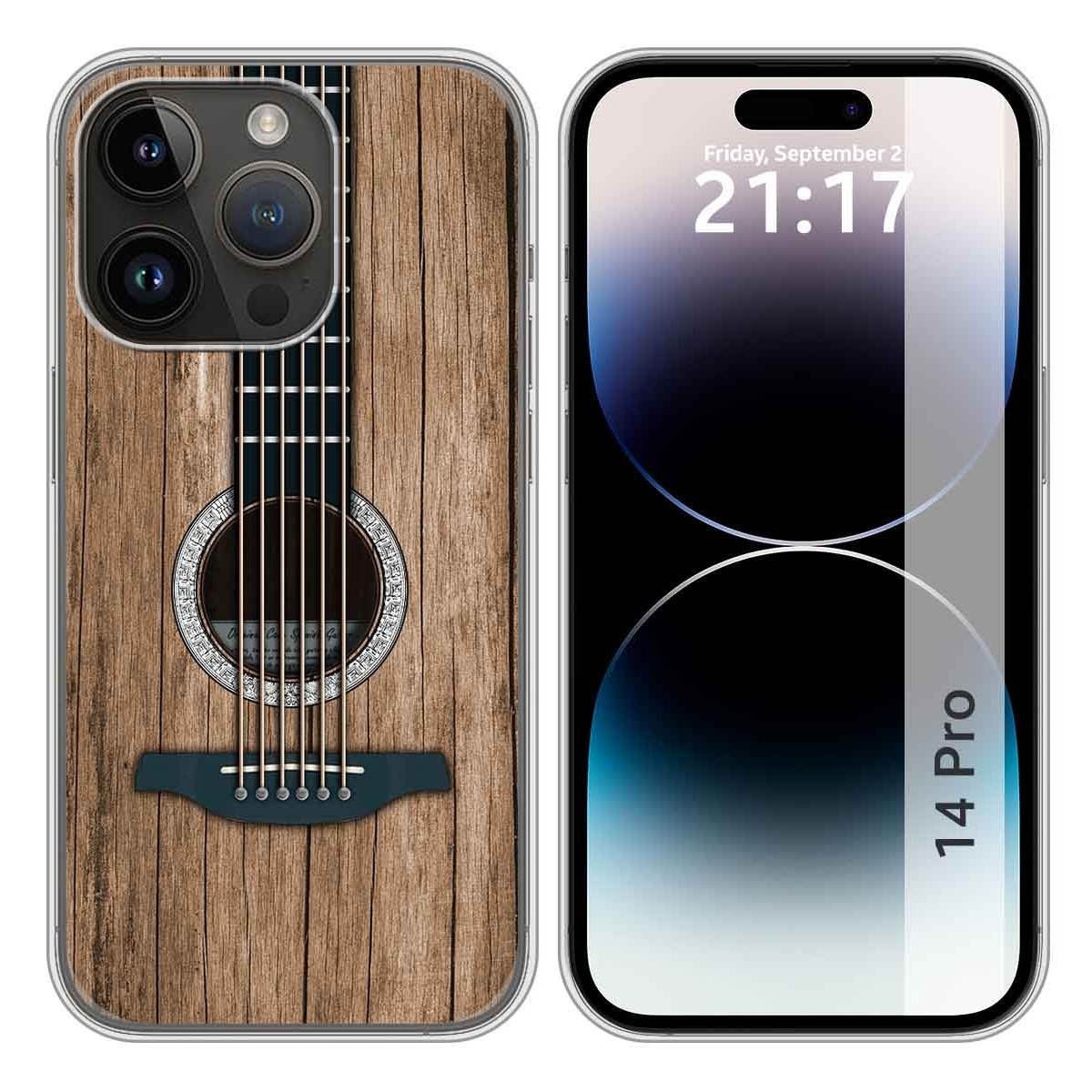 Funda Silicona compatible con iPhone 14 Pro (6.1) diseño Madera 11 Dibujos