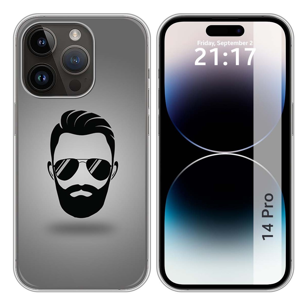 Funda Silicona compatible con iPhone 14 Pro (6.1) diseño Barba Dibujos