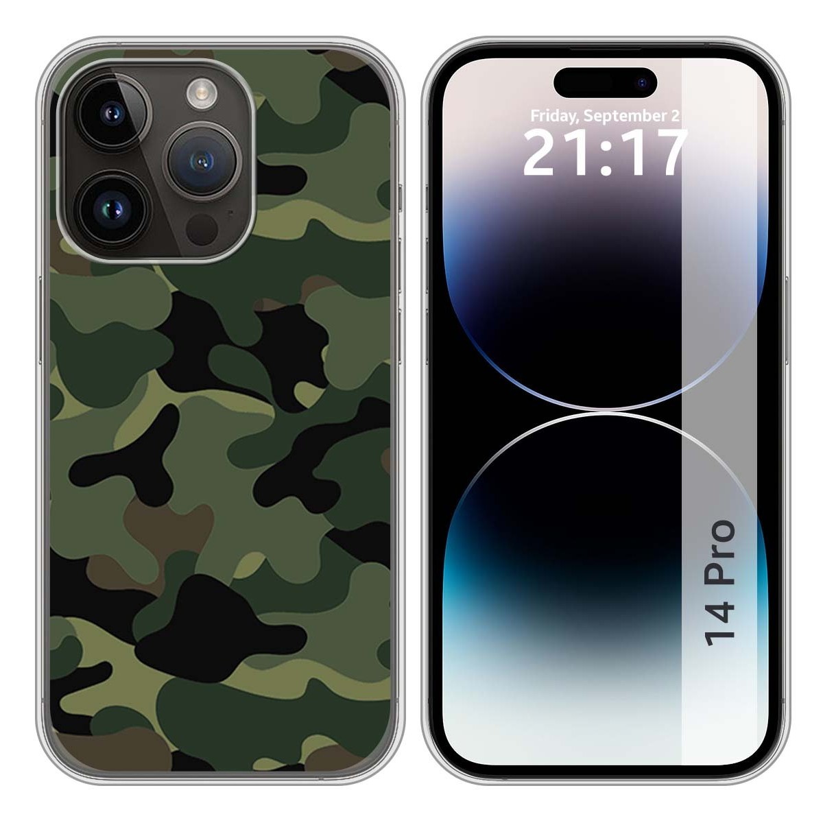Funda Silicona compatible con iPhone 14 Pro (6.1) diseño Camuflaje Dibujos