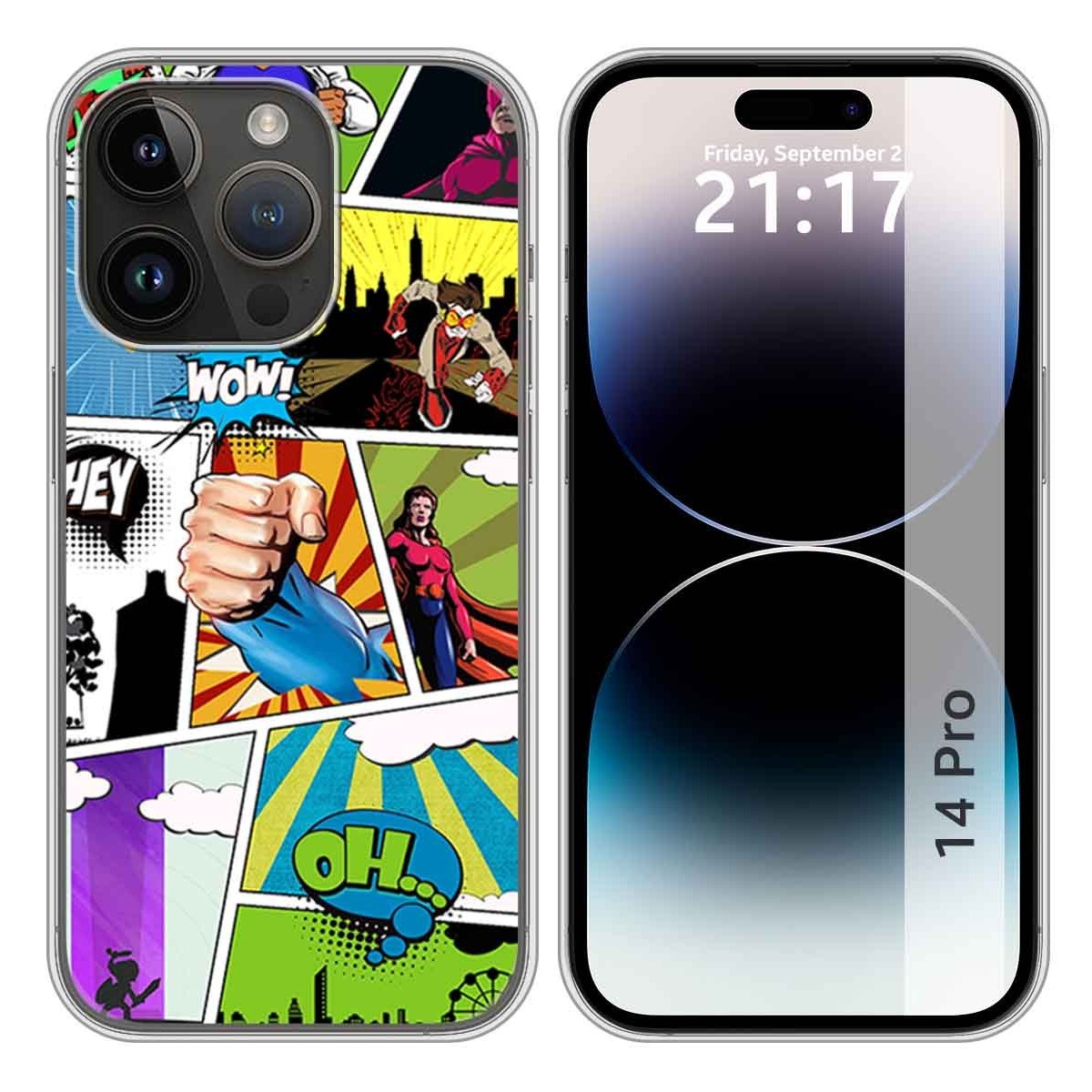 Funda Silicona compatible con iPhone 14 Pro (6.1) diseño Comic Dibujos