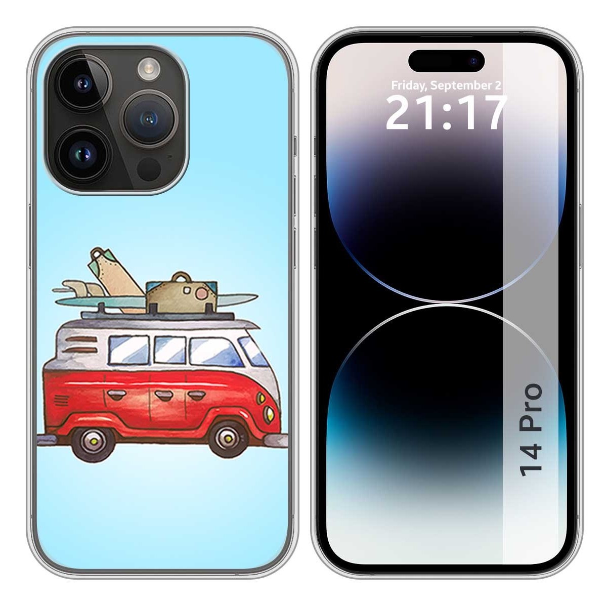 Funda Silicona compatible con iPhone 14 Pro (6.1) diseño Furgoneta Dibujos