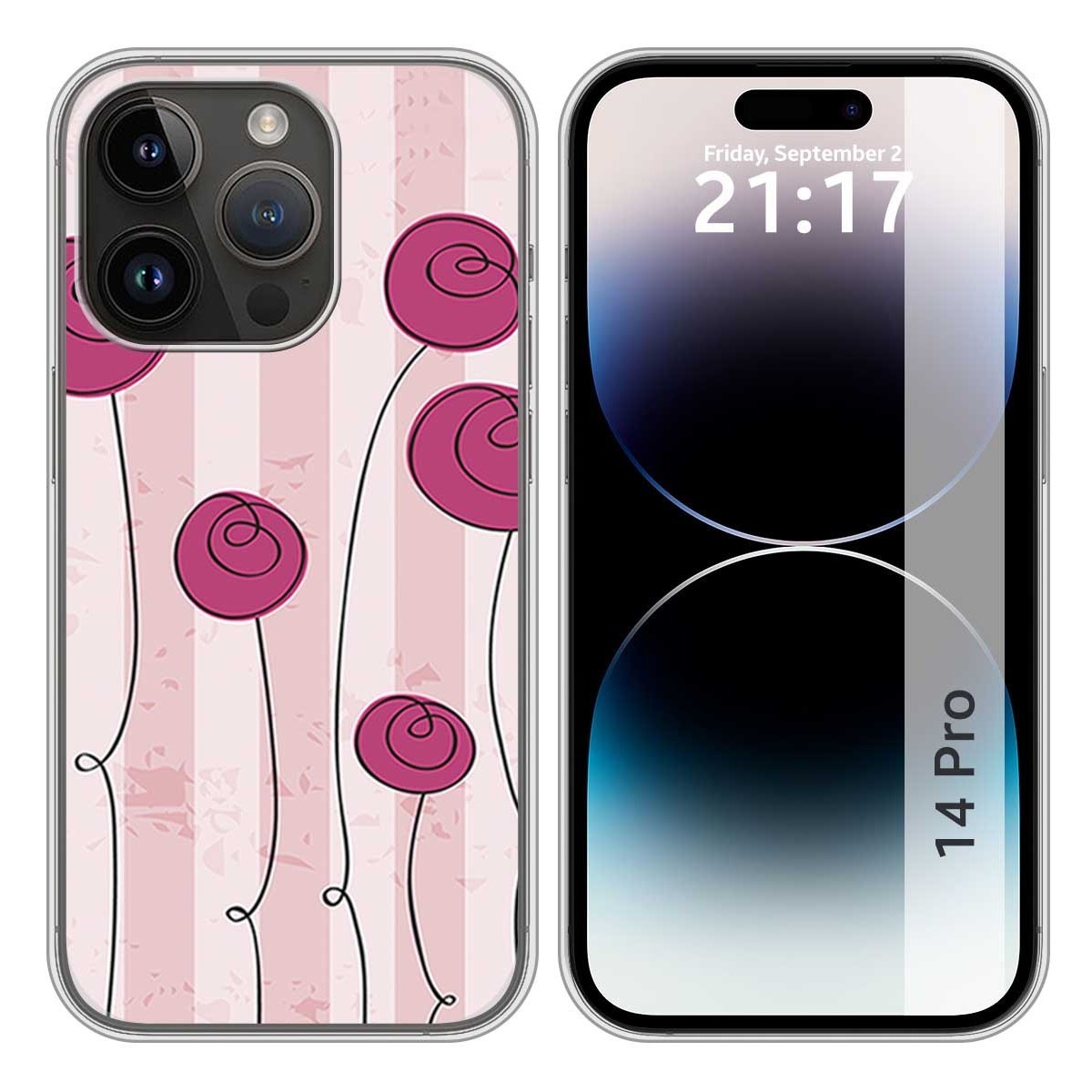 Funda Silicona compatible con iPhone 14 Pro (6.1) diseño Flores Vintage Dibujos