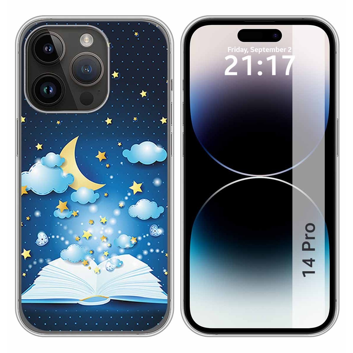 Funda Silicona compatible con iPhone 14 Pro (6.1) diseño Libro Cuentos Dibujos