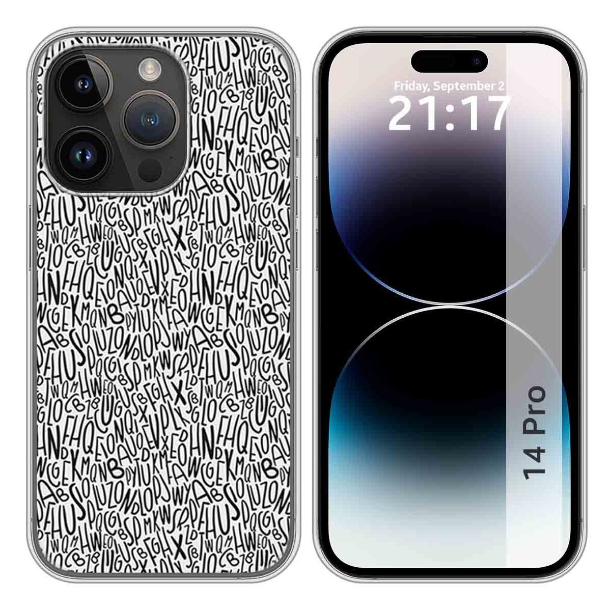 Funda Silicona compatible con iPhone 14 Pro (6.1) diseño Letras Dibujos
