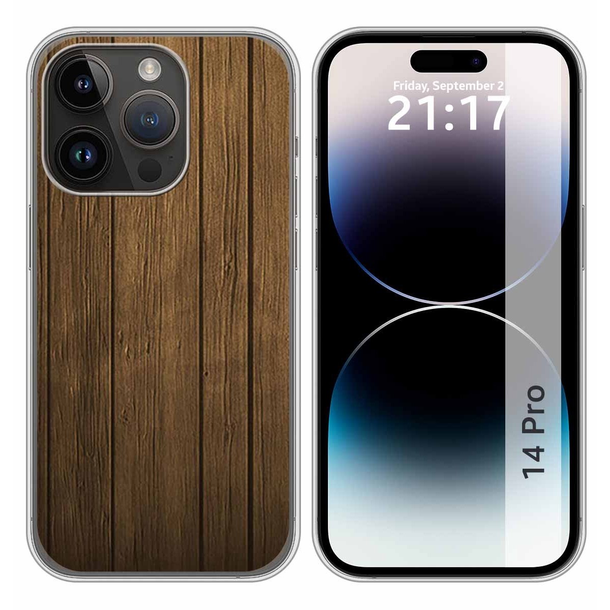 Funda Silicona compatible con iPhone 14 Pro (6.1) diseño Madera Dibujos