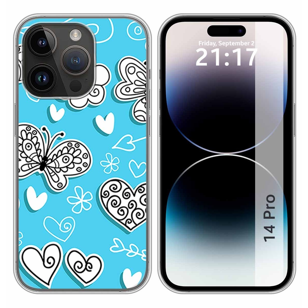 Funda Silicona compatible con iPhone 14 Pro (6.1) diseño Mariposas Dibujos