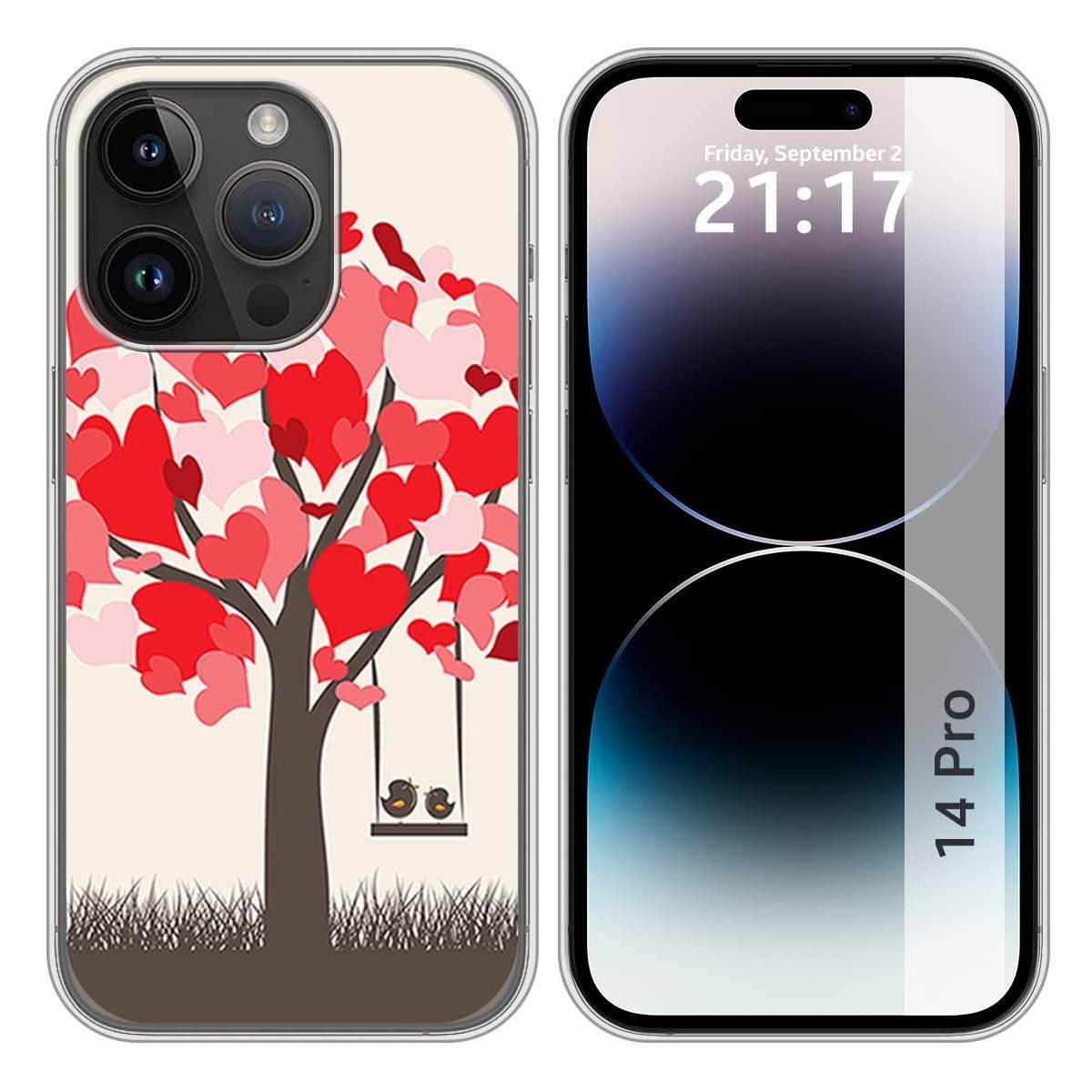 Funda Silicona compatible con iPhone 14 Pro (6.1) diseño Pajaritos Dibujos